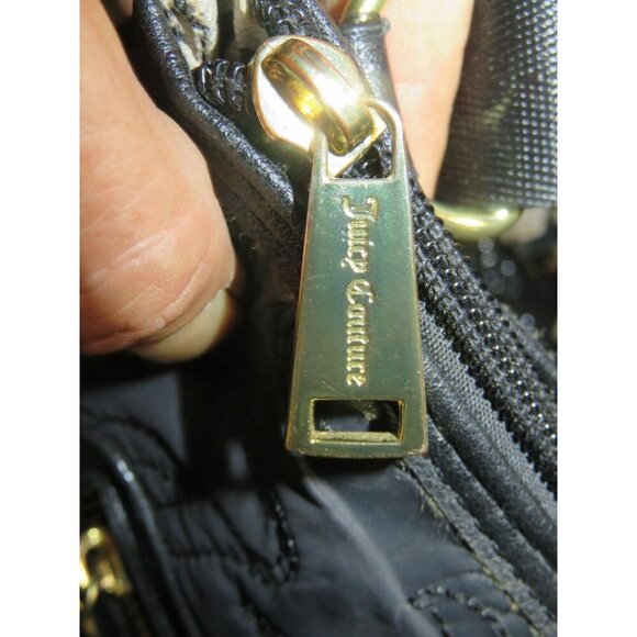 Juicy Couture Black Quilted Logo Stitched Crossbody Messenger Handbag - Picture 8 of 10